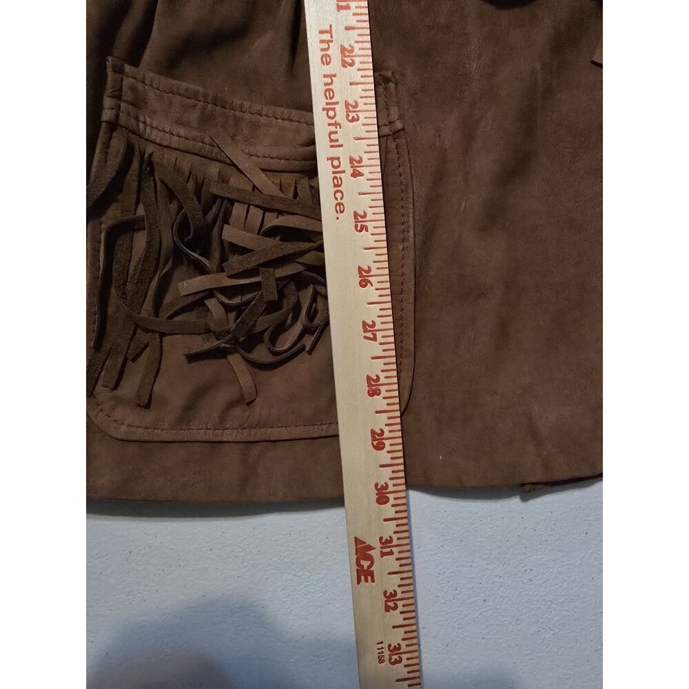 Leather Suede Jacket Womens SZ L Fringe Western Grunge Cowgirl WSpice Rustic - Picture 11 of 16